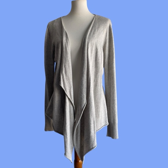 Michael Michael Kors taupe ribbed cashmere angora blend waterfall cardigan XL - Picture 14 of 16